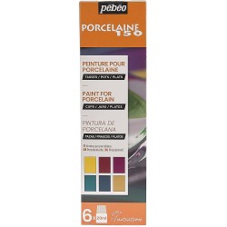 Set de 6 Flacons Peinture sur Porcelaine 150 de 20 ml - Couleur 1 - Pébéo