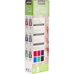 Set de 6 Flacons Peinture Vitrea 160 de 20 ml - Couleur 1 - Pébéo