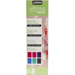 Set de 6 Flacons Peinture Vitrea 160 de 20 ml - Couleur 1 - Pébéo
