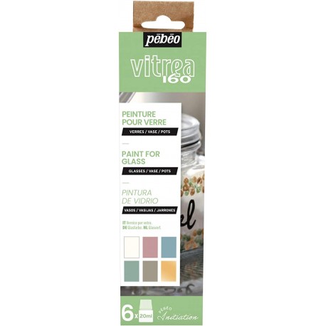 Set de 6 Flacons Peinture Vitrea 160 de 20 ml - Couleur 2 - Pébéo