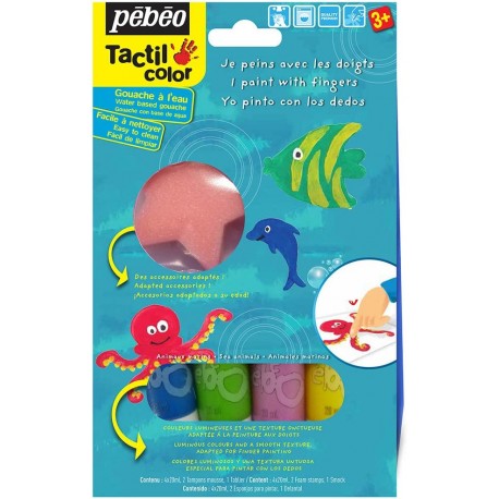 Kit de 4 Tube Gouache TACTICOLOR 20 ml Animaux de la Mer - Pébéo