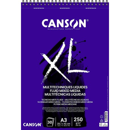 Bloc XL Fluid Mixed Media 30 feuilles 250g/m²  A4 - Canson