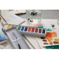 Boîte métal de 12 Pastilles d'aquarelles - Lefranc Bourgeois