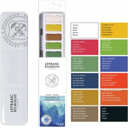 Boîte métal de 12 Pastilles d'aquarelles - Lefranc Bourgeois