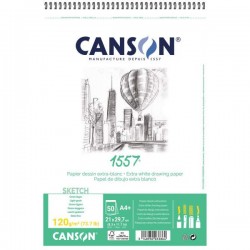 Papier à croquis A3+ 120g, blanc 50 feuilles 1557 -  Canson