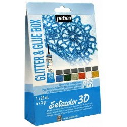 Set de 5  Poudres Pailletées Et Setacolor 3D Colle - Pébéo