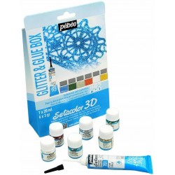 Set de 5  Poudres Pailletées Et Setacolor 3D Colle - Pébéo
