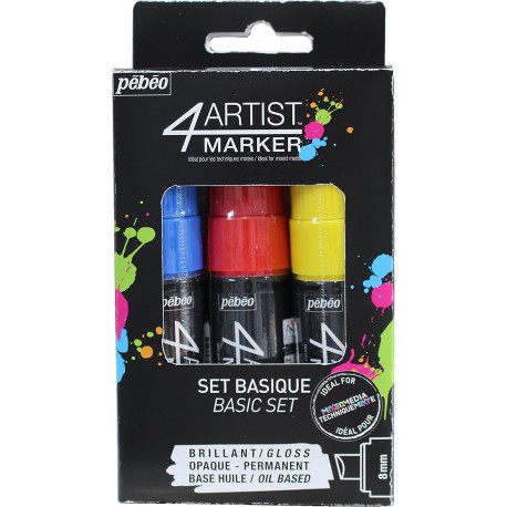 Set de 3 Marqueur 4Artist Basique 8MM - Pébéo