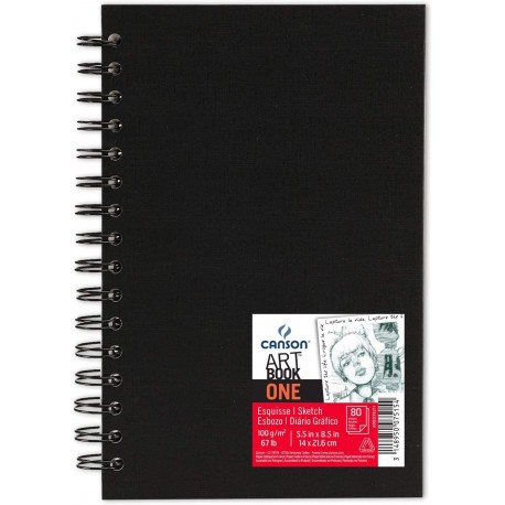 Carnet Spiralé De Croquis One Art Book, Grain Léger, 100gsm,14x21,6cm, Blanc, 80 feuilles - Canson