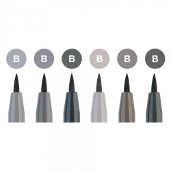 étui de 6 Feutres à encre de Chine Pitt Artist Pen Brush Tons gris - Faber Castell