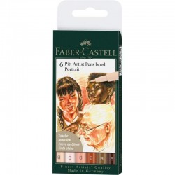 pochette de 6 Brush Encre de Chine Pitt Artist Pen Portrait -  Faber Castell