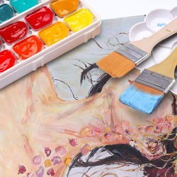 Pinceau Plat Avec Manche en Bois Nylon